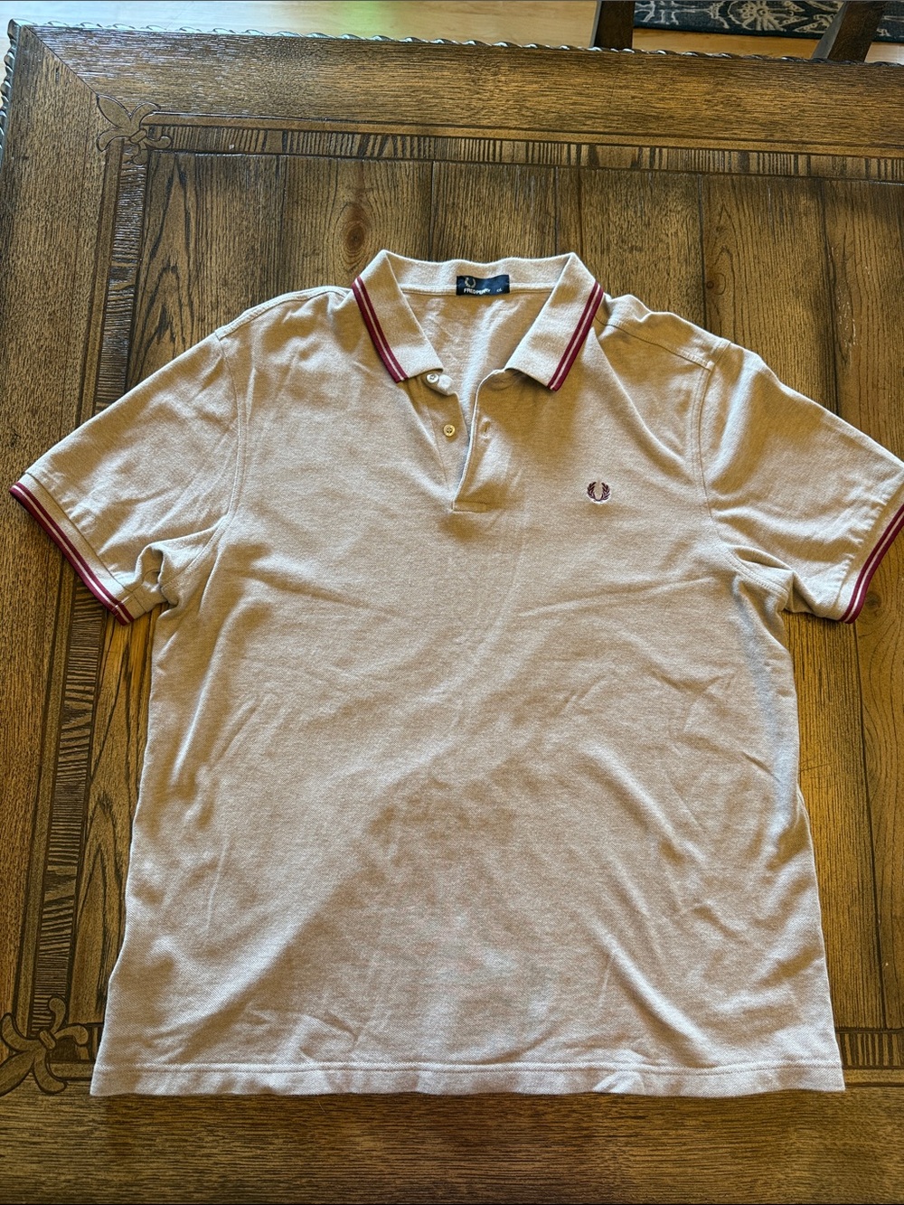 Fred Perry Oatmeal Polo with Red Trim